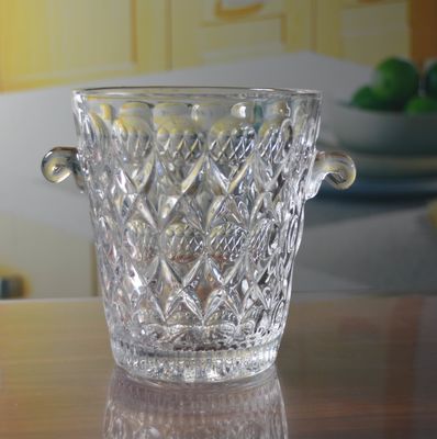 chất lượng Machine Made Embossed Round Glass Bucket With Handle nhà máy sản xuất