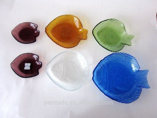 chất lượng Fish Shaped Embossed Colorful Glass Charger Plates nhà máy sản xuất