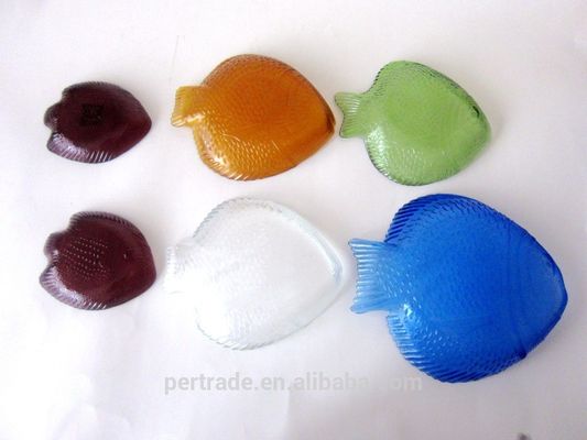 chất lượng Fish Shaped Embossed Colorful Glass Charger Plates nhà máy sản xuất