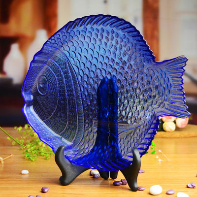 chất lượng Fish Shaped Embossed Colorful Glass Charger Plates nhà máy sản xuất