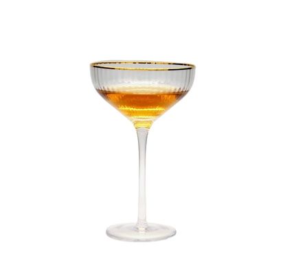 chất lượng Customize Gold Rim Optical Stripes Crystal Cocktail Glasses nhà máy sản xuất