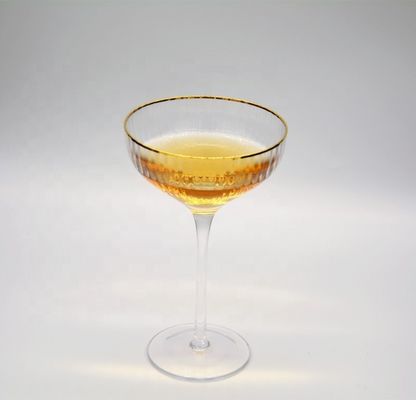 chất lượng Customize Gold Rim Optical Stripes Crystal Cocktail Glasses nhà máy sản xuất