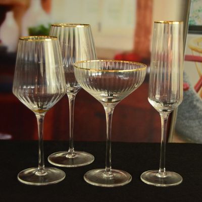 chất lượng Customize Gold Rim Optical Stripes Crystal Cocktail Glasses nhà máy sản xuất