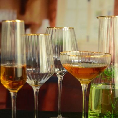 chất lượng Customize Gold Rim Optical Stripes Crystal Cocktail Glasses nhà máy sản xuất