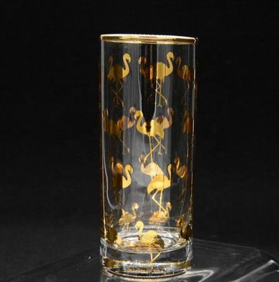 chất lượng Golden Flamingo Printed Crystal Highball Glasses For Restaurant nhà máy sản xuất