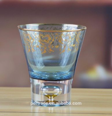 chất lượng Blue Color Golden Rim Stemless Crystal Cocktail Glasses nhà máy sản xuất