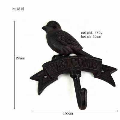 chất lượng Antique Wall Mount Bird shape Black Iron Coat Hooks nhà máy sản xuất