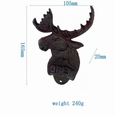 chất lượng Home Decor Deer Head Brown Rust Cast Iron Bottle Opener nhà máy sản xuất
