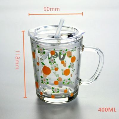 chất lượng Cartoon Crystal Drinking Glass With Lid And Silicate Straw nhà máy sản xuất