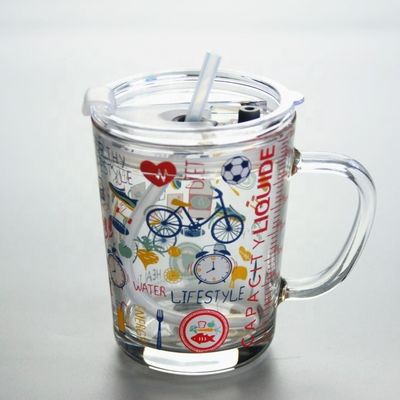 chất lượng Cartoon Crystal Drinking Glass With Lid And Silicate Straw nhà máy sản xuất