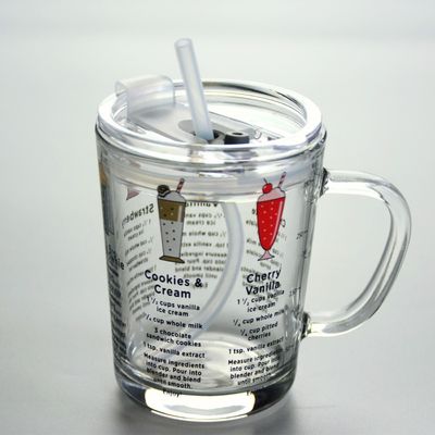 chất lượng Cartoon Crystal Drinking Glass With Lid And Silicate Straw nhà máy sản xuất