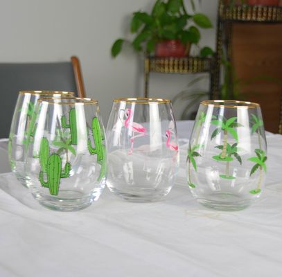 chất lượng Hand Painted Gold Rim Wine Glass Tumbler With Color Decal nhà máy sản xuất