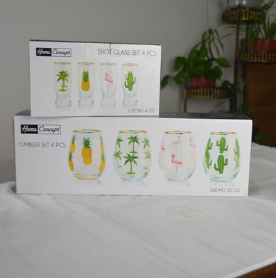 chất lượng Hand Painted Gold Rim Wine Glass Tumbler With Color Decal nhà máy sản xuất