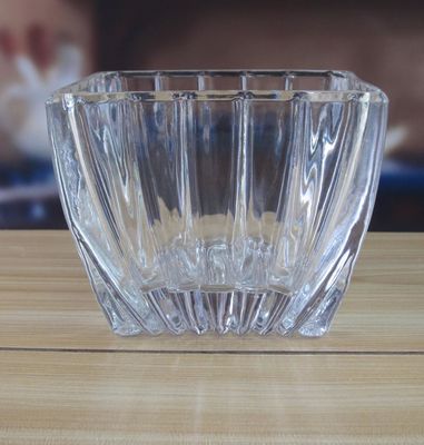 chất lượng Square Optic Stripes Glass Storage Jars For Candy nhà máy sản xuất