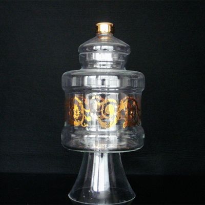 chất lượng Large Footed Glass Storage Jars With Gold Decoration Decal nhà máy sản xuất
