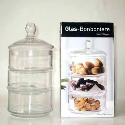 chất lượng Handblown 3 Layer Stackable Storage Jars With Lids nhà máy sản xuất