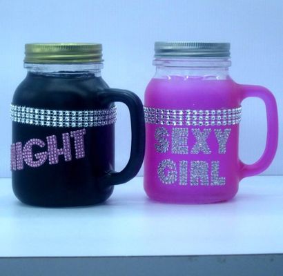 chất lượng Color Diamonds Fonts Handpainted Glass Container For Kitchen nhà máy sản xuất