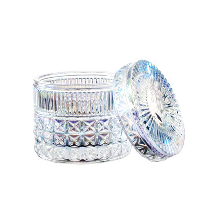 chất lượng Embossed Diamonds Pattern Glass Storage Jars With For Candle nhà máy sản xuất