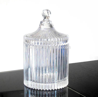 chất lượng home Embossed Stripes Large Glass Container With Lid nhà máy sản xuất