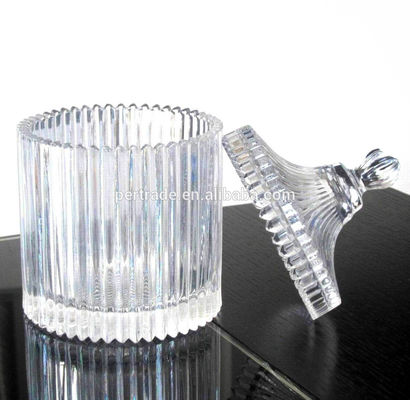 chất lượng home Embossed Stripes Large Glass Container With Lid nhà máy sản xuất
