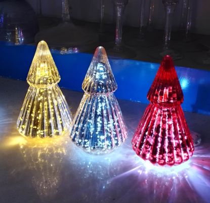 chất lượng Handblown LED Holiday Glass Candle Holders Christmas Tree Pattern nhà máy sản xuất