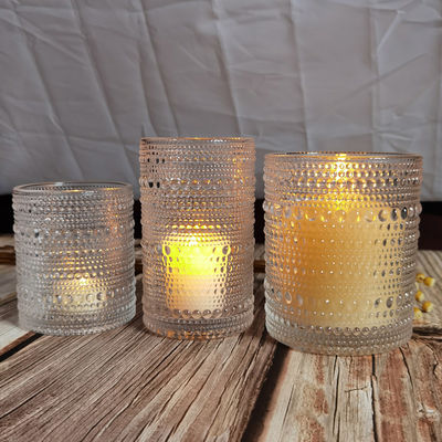chất lượng Customized Embossed Beads Strings Glass Votive Candle Holders ,  Glass Cylinder Candle Holders nhà máy sản xuất