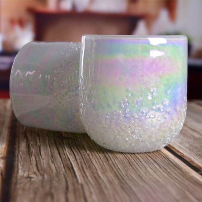 chất lượng Iridescent Votive Glass Candle Holders Half Rough Sands Surface nhà máy sản xuất