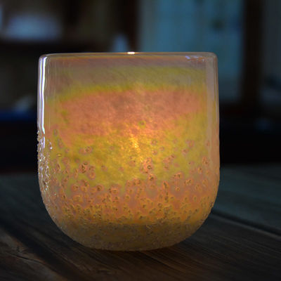 chất lượng Iridescent Votive Glass Candle Holders Half Rough Sands Surface nhà máy sản xuất