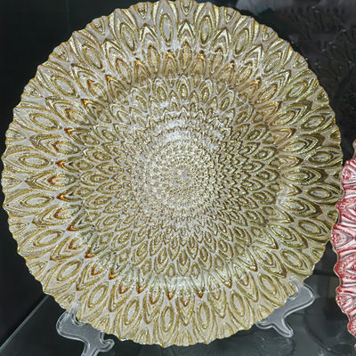chất lượng Golden Color Dessert Glass Charger Plates , Decorative Charger Plates For Wedding nhà máy sản xuất