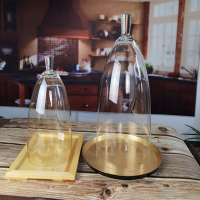 chất lượng Transparent Lead Free Handled 21" Glass Dome Cloche nhà máy sản xuất