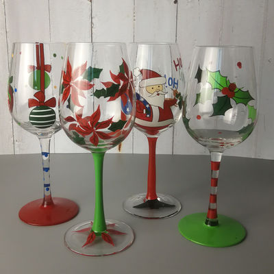 chất lượng FDA Holiday Gift Hand Painted Festival Wine Glass nhà máy sản xuất
